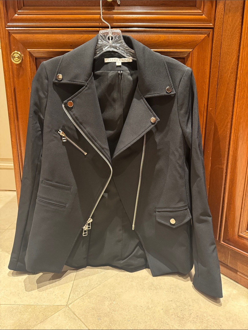 Veronica Beard Black Asymmetrical Moto Blazer